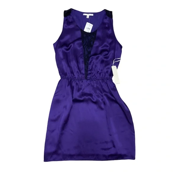 jenny han silk dress Jenny Han Purple Silk Lace Mini Dress